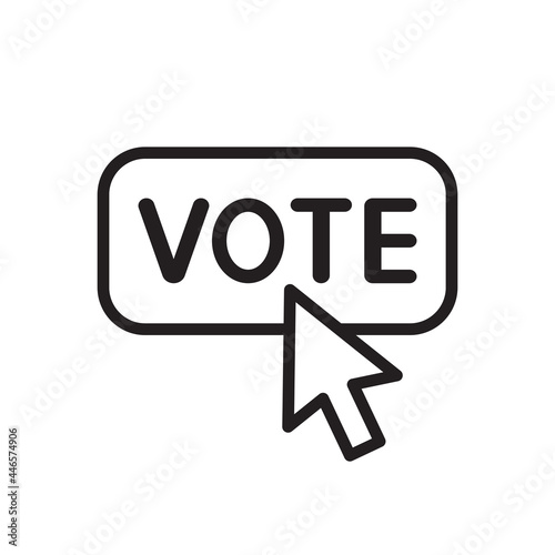 Mouse cursor pressing vote button icon, Polling sign, Voting election concept, Pictogram flat design vector illustration