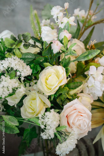 artificial roses close-up in the interior