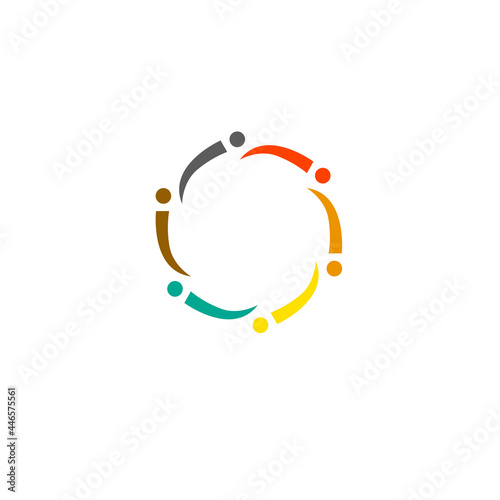 COLORFUL PEOPLE TOGETHER IN CIRCLE SIGN, SYMBOL, ART, LOGO ISOLATED ON WHITE