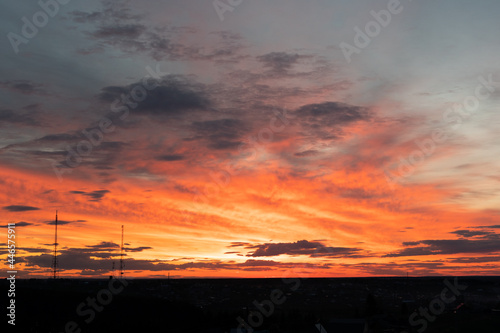 Summer sunset in the village 