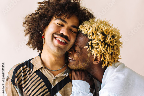 Tableau sur toile Affectionate young gay couple embracing each other