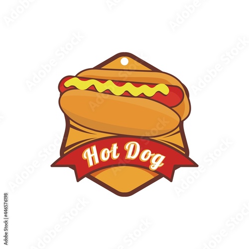 Hot Dog Label fast food junk food Vector logo design