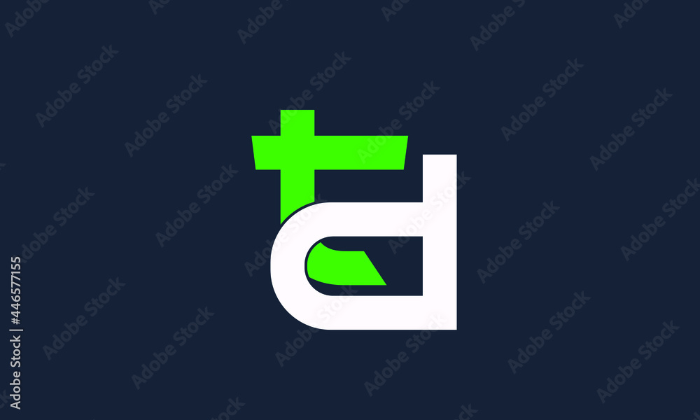 Alphabet letters Initials Monogram logo TD, DT, T and D