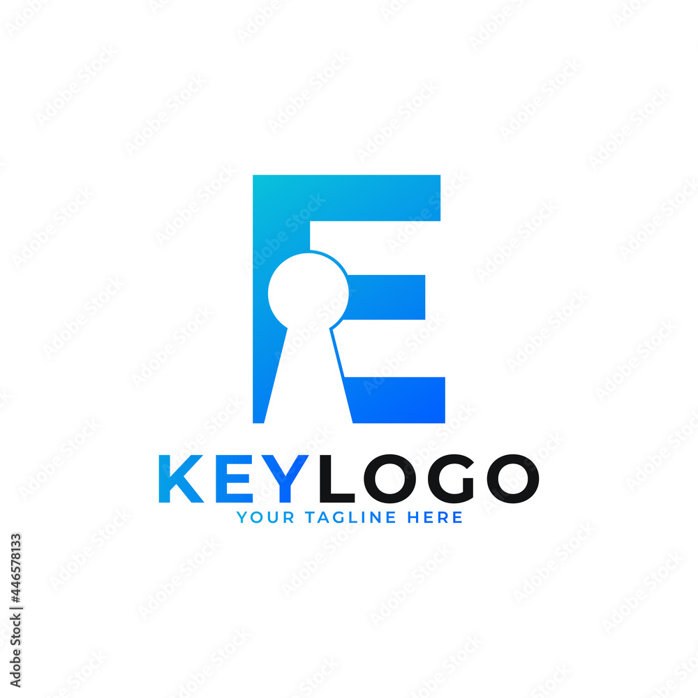 Initial Letter E Keyhole Logo Icon. Logo Protection Symbol Vector Logo Design Initial Letter E Keyhole Logo Icon. Logo Protection Symbol Vector Logo Design