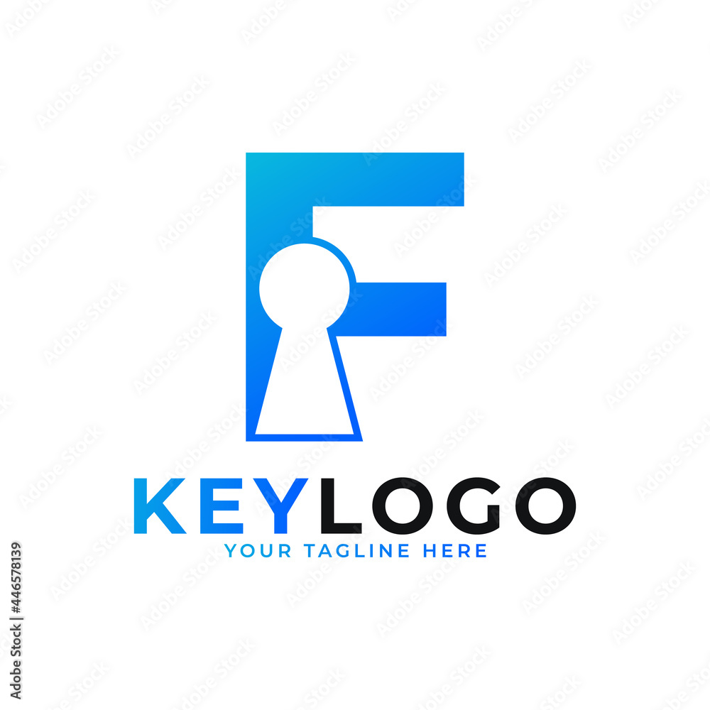 Initial Letter F Keyhole Logo Icon. Logo Protection Symbol Vector Logo Design Initial Letter F Keyhole Logo Icon. Logo Protection Symbol Vector Logo Design