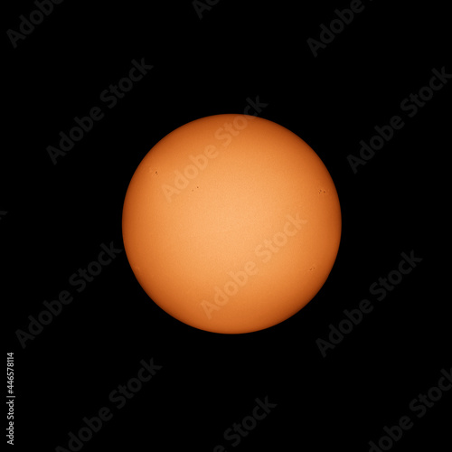 The surface on the sun disc with sunspots, July 2021