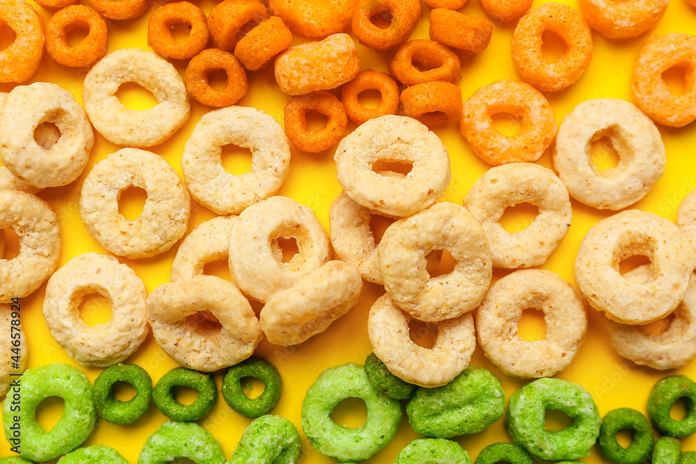 Flag of India made of breakfast cereals on color background Flag of India made of breakfast cereals on color background