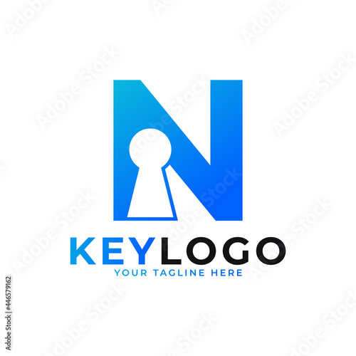 Initial Letter N Keyhole Logo Icon. Logo Protection Symbol Vector Logo Design