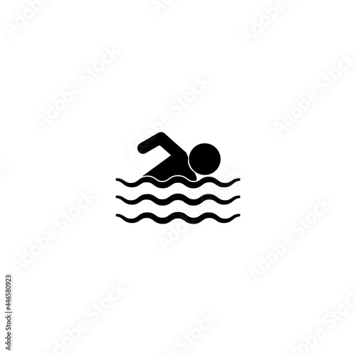 Swimming icon. Vector illustration of swimming man pictogram isolated on white background. Summer swim symbol. Water pool sign.