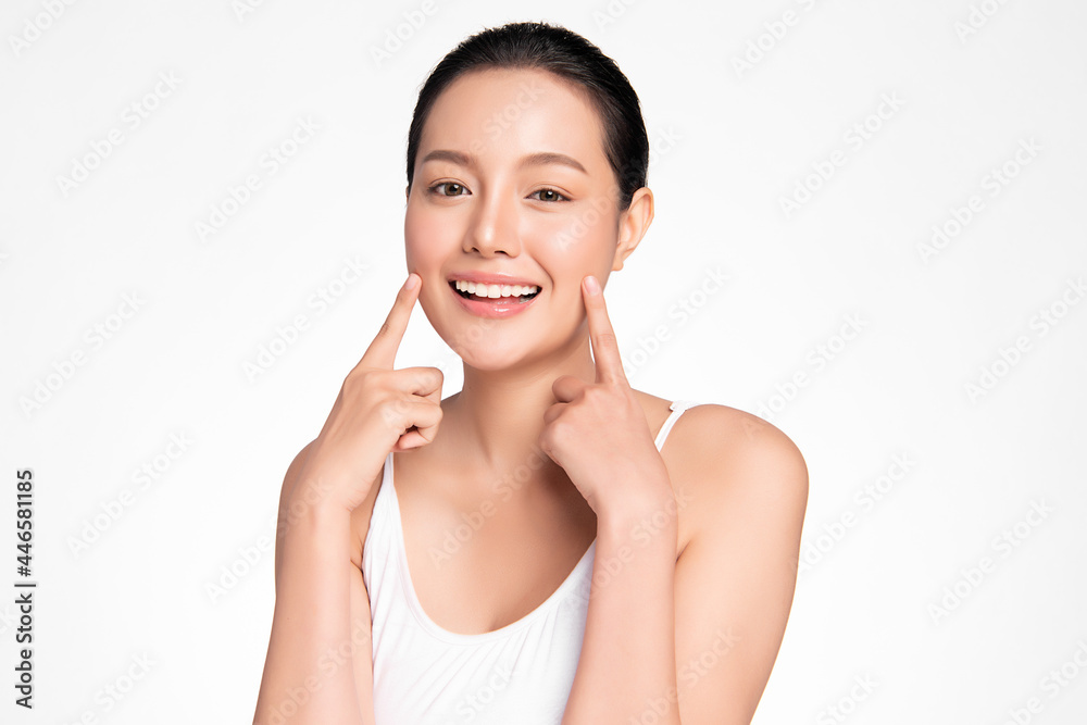 Beautiful young asian woman with clean fresh skin on white background, Face care, Facial treatment, Cosmetology, beauty and spa, Asian women portrait. Beautiful young asian woman with clean fresh skin on white background, Face care, Facial treatment, Cosmetology, beauty and spa, Asian women portrait.
