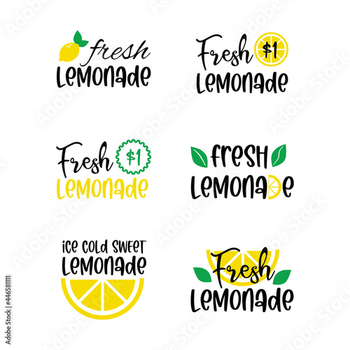 Fotografia, Obraz Labels and signs of fresh lemonade with lemon