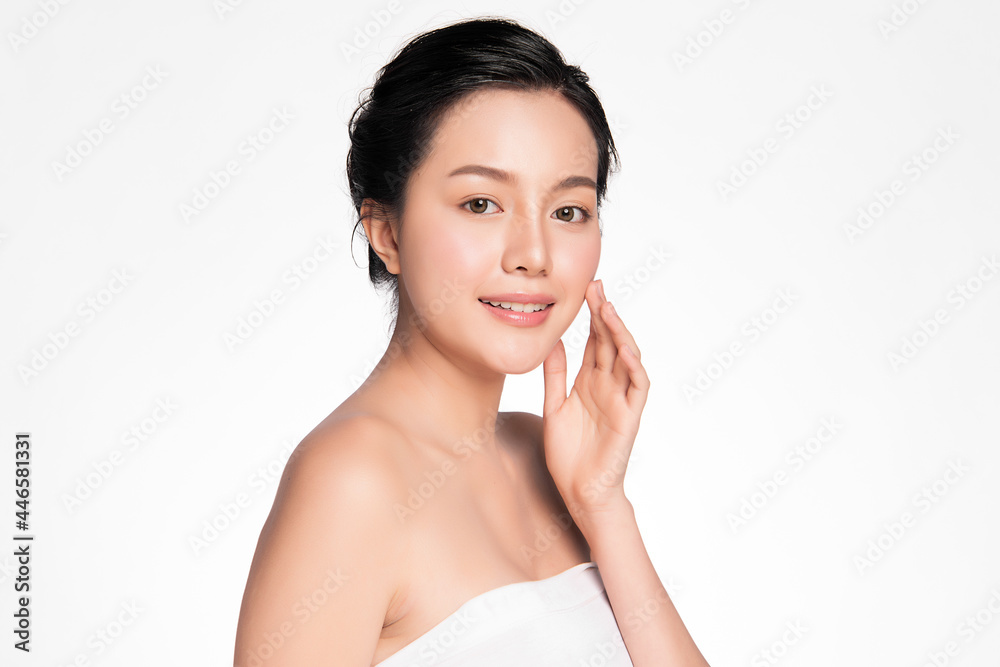 Beautiful young asian woman with clean fresh skin on white background, Face care, Facial treatment, Cosmetology, beauty and spa, Asian women portrait. Beautiful young asian woman with clean fresh skin on white background, Face care, Facial treatment, Cosmetology, beauty and spa, Asian women portrait.