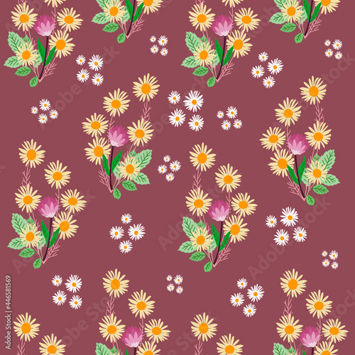sun flower autumn vector seamless pattern background © debruderstudio
