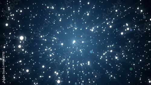 ループ。向かってくるパーティクル、星の背景素材