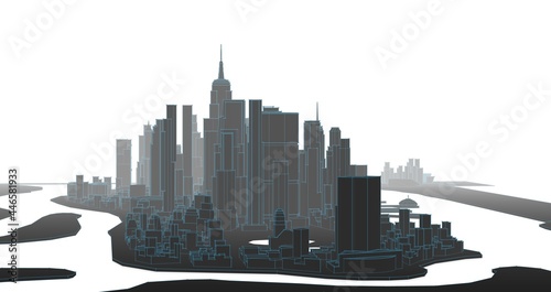 Photography modern city panorama 3d illustration