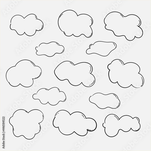 Set of cloud hand drawn line art with doodle style. .cloud element design vector illustration