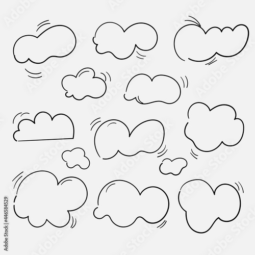 Set of cloud hand drawn line art with doodle style. .cloud element design vector illustration