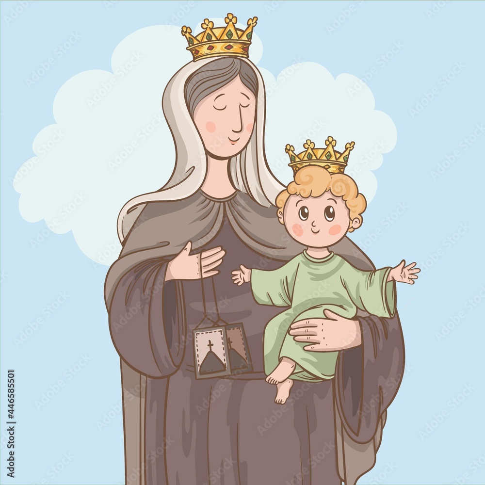 Virgen Del Carmen Illustration Stock Illustration | Adobe Stock