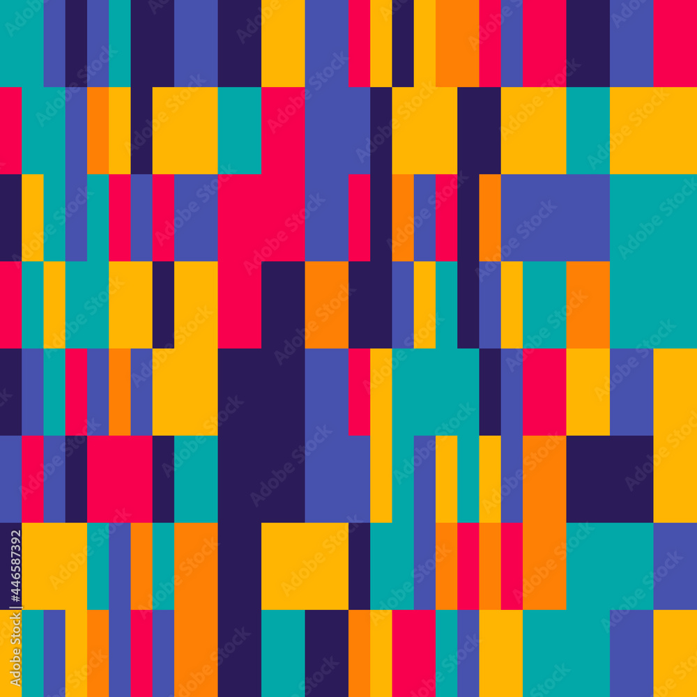 Modern vector abstract geometric seamless pattern with rectangles and squares in retro style. Pastel colored simple shapes graphic background. Abstract mosaic artwork. Modern vector abstract geometric seamless pattern with rectangles and squares in retro style. Pastel colored simple shapes graphic background. Abstract mosaic artwork.