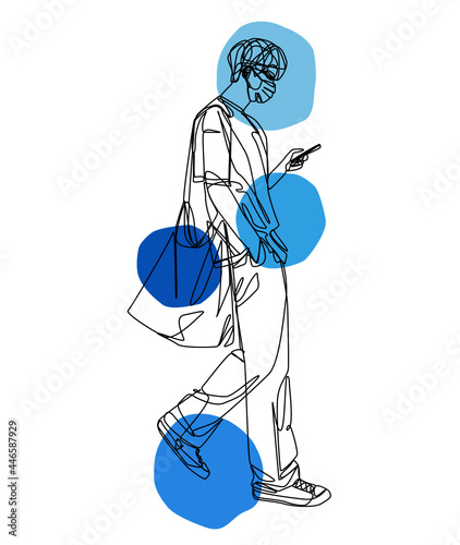 Name of artwork: "Men number 25" One-line art. The charm of this piece is the lines of different painters. Created by ART of ONE LINE.