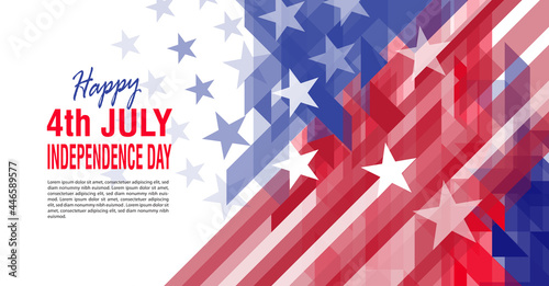 4th of July, American Independence Day. United States national flag abstract geometric vector banner