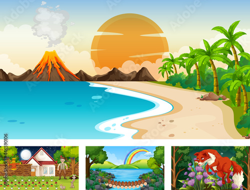 Four different nature horizontal scene