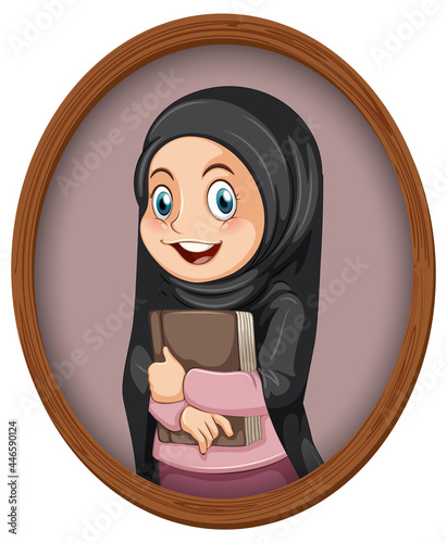 Cute muslim girl picture in photo frame