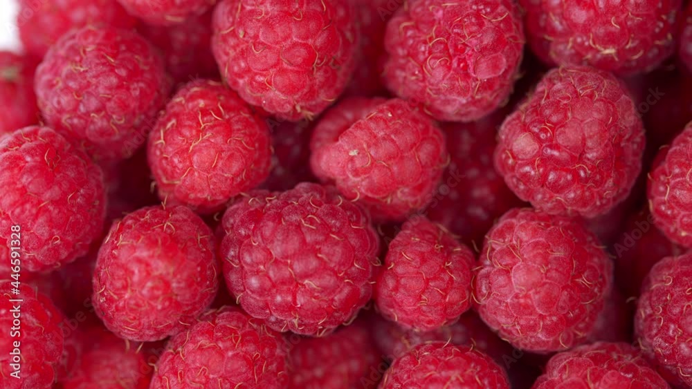 Healthy food organic nutrition. Rotation raspberry macro red fresh raspberries fruit rotation. Healthy food organic nutrition. Rotation raspberry macro red fresh raspberries fruit rotation.