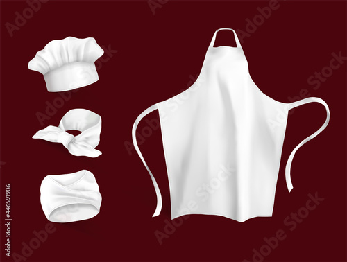 Apron white set. Mockup. Vector illustration.