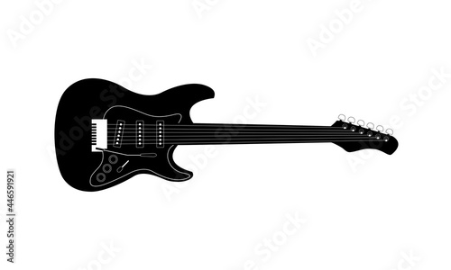 Black electric guitar isolated on white