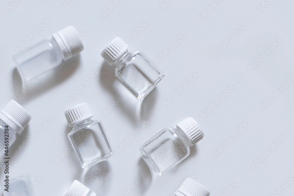 medical cosmetic bottles test tube on white background copy space medical cosmetic bottles test tube on white background copy space