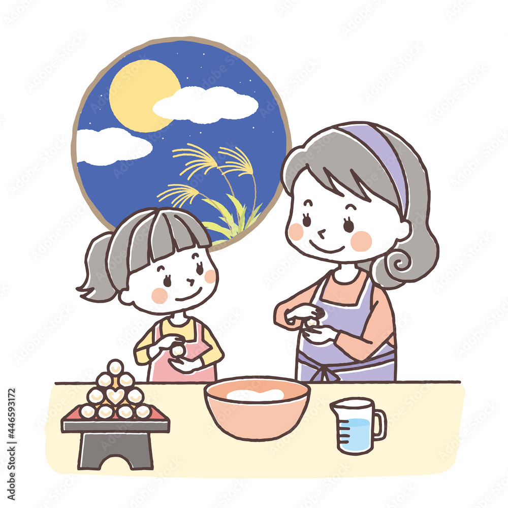 お月見 親子でお団子作り3 お月見 親子でお団子作り3