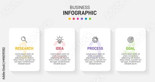 Infographic design with icons and 4 options or steps. Thin line vector. Infographics business concept. Can be used for info graphics, flow charts, presentations, web sites, banners, printed materials.