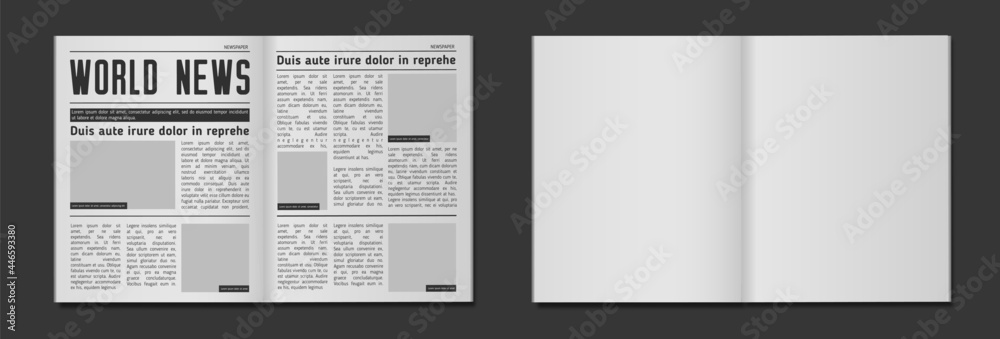 Newspaper headline mockup. Business news tabloid financial newspapers title page and daily journal vector illustration