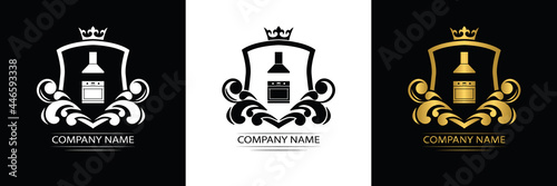 kitchen design logo template luxury royal vector company  decorative emblem with crown  