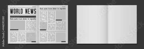 Newspaper headline mockup. Business news tabloid financial newspapers title page and daily journal vector illustration