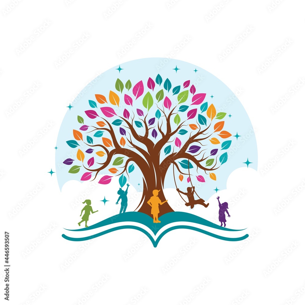 Vetor de kids tree logo Vector icon design illustration do Stock ...