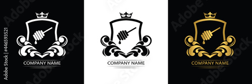 honey company  logo template luxury royal vector company  decorative emblem with crown  