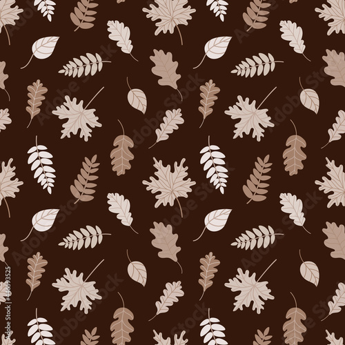 seamless pattern with fallen autumn leaves. Vector illustration