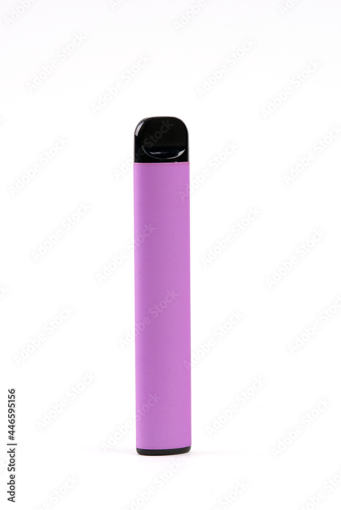 Colorful disposable electronic cigarette isolated on a white background. The concept of modern smoking, vaping and nicotine. Colorful disposable electronic cigarette isolated on a white background. The concept of modern smoking, vaping and nicotine.