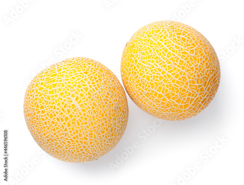 Two Whole Galia Melons Isolated Over White