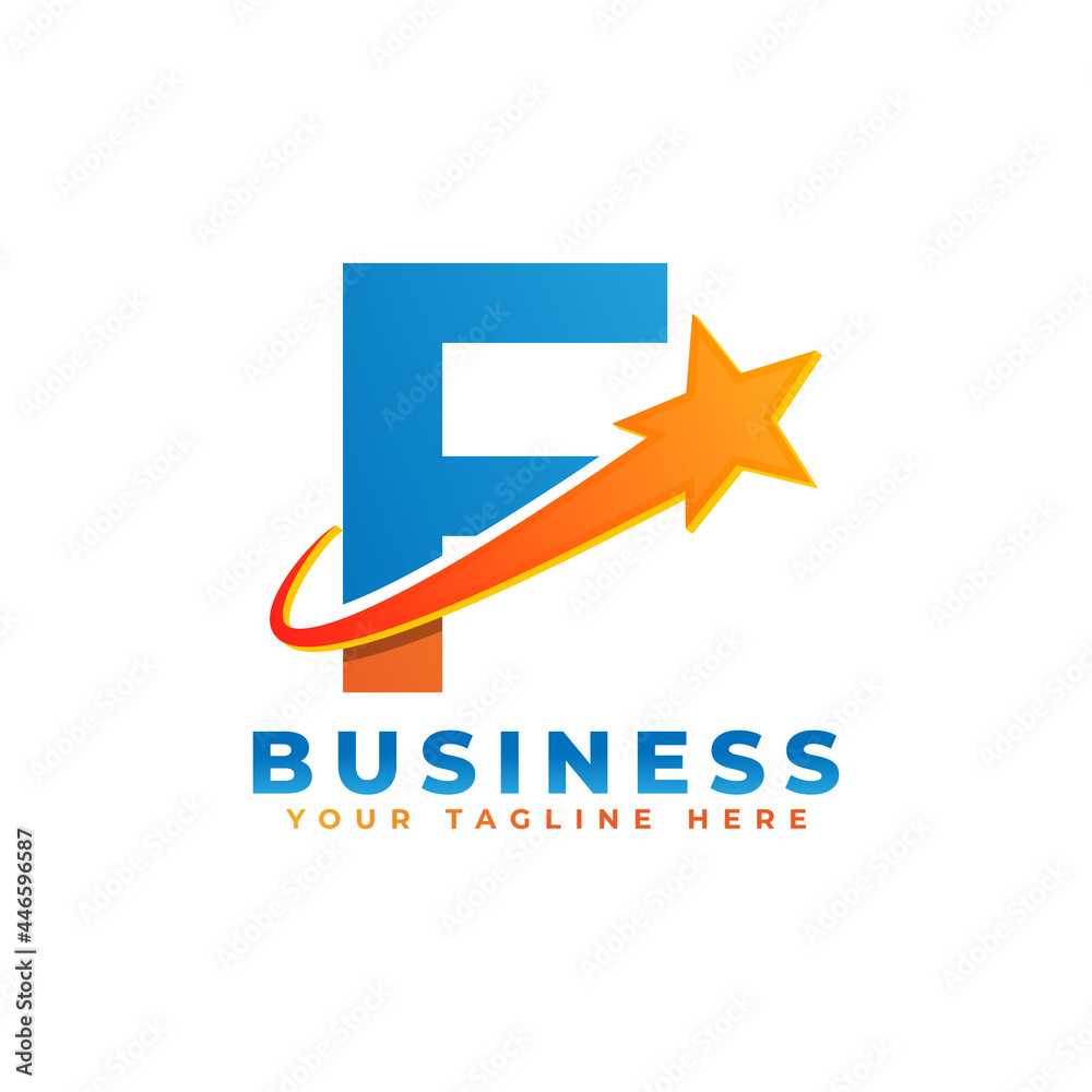 Letter F with Star Swoosh Logo Design. Suitable for Start up, Logistic, Business Logo Template Letter F with Star Swoosh Logo Design. Suitable for Start up, Logistic, Business Logo Template