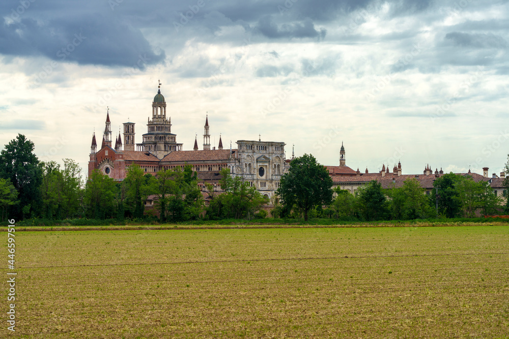 Fototapeta premium Certosa di Pavia, exterior of the historic abbey