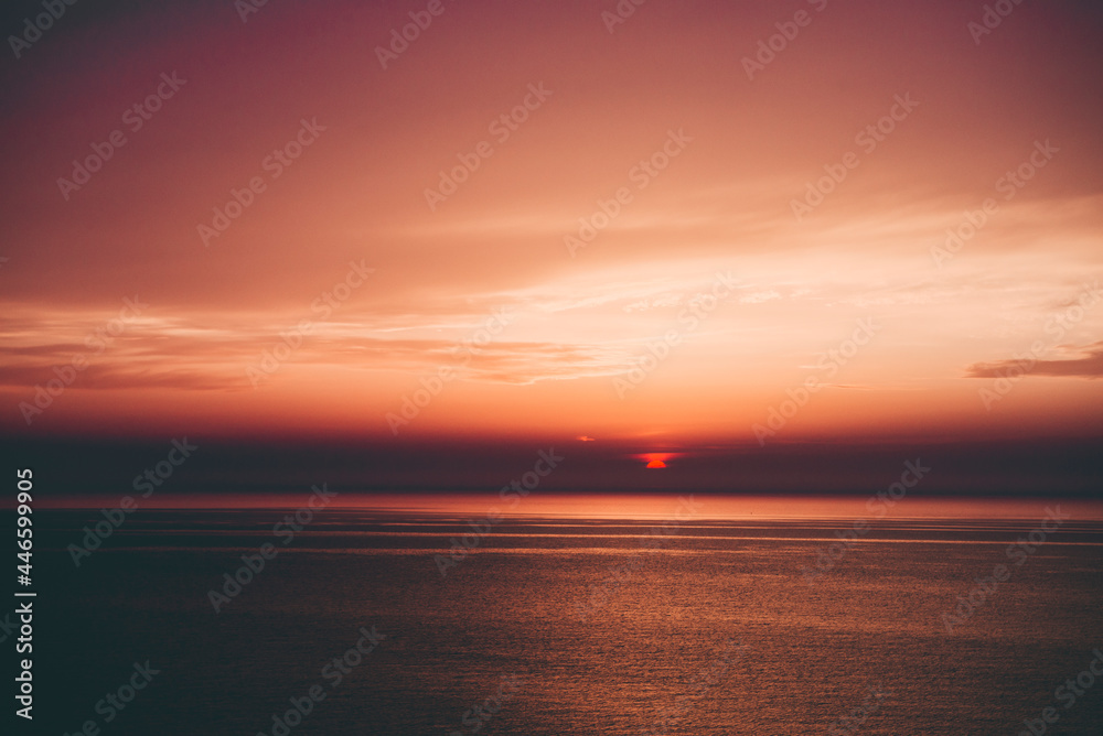 scarlet sunset on the sea