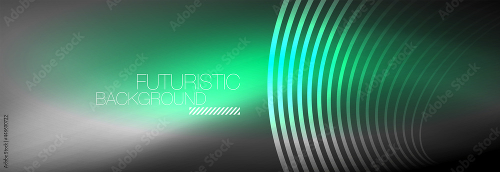 Dark abstract background with glowing neon circles. Trendy layout template for business or technology presentation, internet poster or web brochure cover, wallpaper Dark abstract background with glowing neon circles. Trendy layout template for business or technology presentation, internet poster or web brochure cover, wallpaper