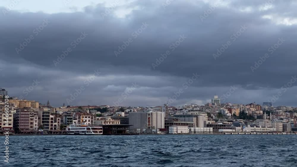 Pan from Galata to Bosporus on a stormy September morning in Istanbul Pan from Galata to Bosporus on a stormy September morning in Istanbul