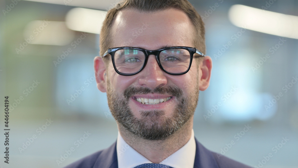 Fototapeta premium Close up of Middle Aged Businessman Smiling at Camera