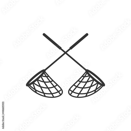Two crossed butterfly, pool or fish flat icon. Catch, hunt, chase symbol.