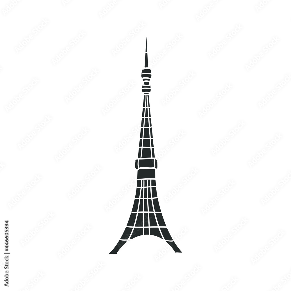 sketch of Tokyo Tower with cityscape and walkstreet free hand draw  illustration vector Stock Vector  Adobe Stock