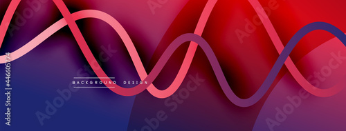 Abstract gradient background with wave line with shadow effect. Geometric composition. 3D shadow effects and fluid gradients